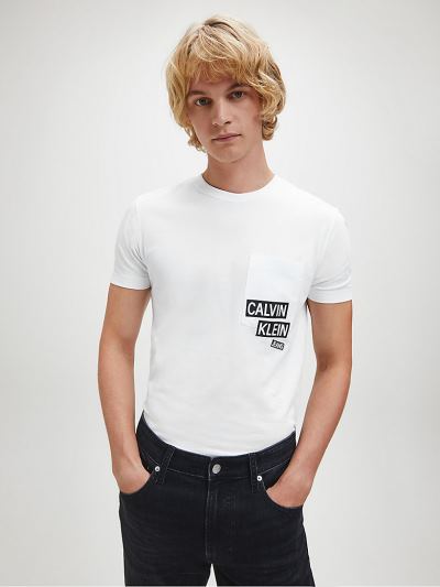 Calvin Klein Ruhák HU265618 | Calvin Klein Slim Organic Cotton Pocket Férfi Póló Világos Fehér